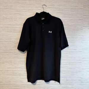 Mens Under Armour short sleeve polo shirt size Large embroidered Black Golf
